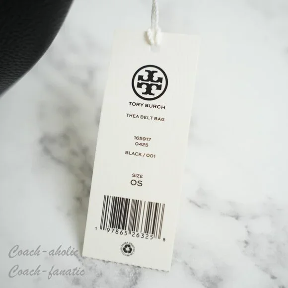 NWT Tory Burch Thea Black Pebbled Leather Belt Bag Fanny Pack 165917 - Picture 6 of 8